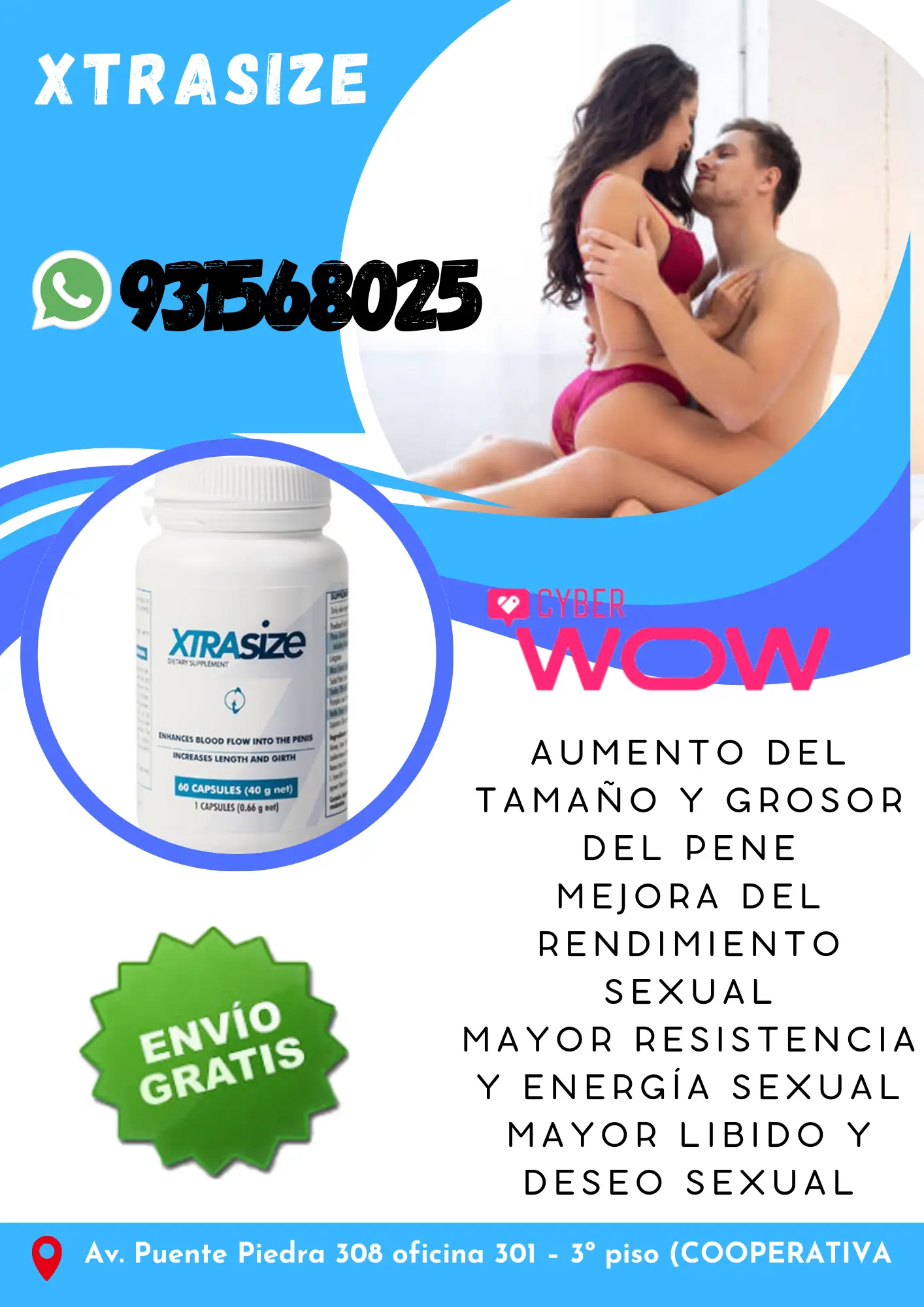 XTRASIZE POTENCIADOR NATURAL MEJOR TAMAÑO PENE PLACER SEX