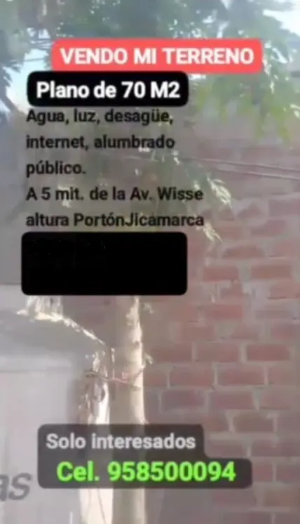 VENDO TERRENO EN JICAMARCA EN MUY BUENA UBICACION.