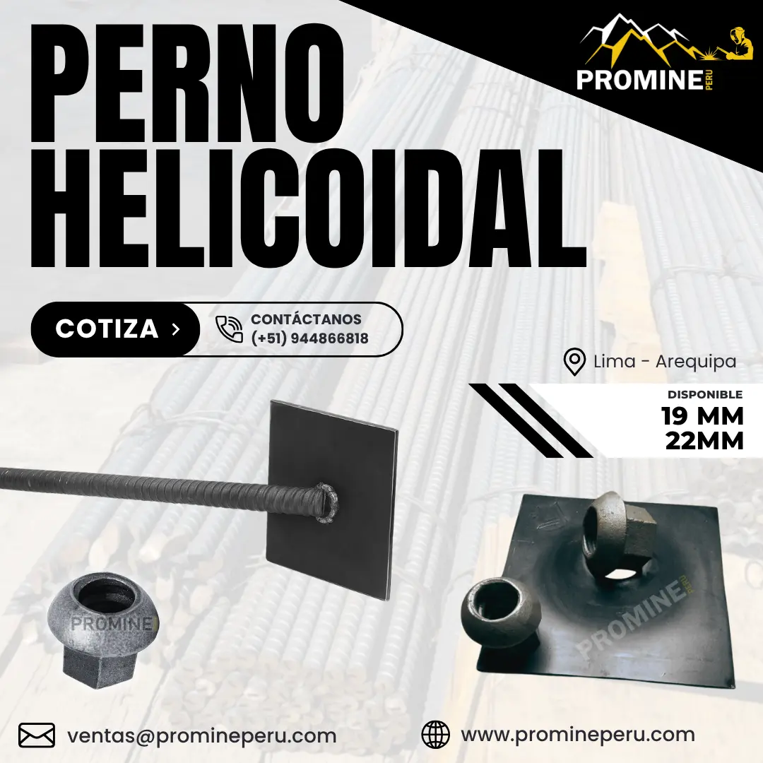 Perno Helicoidal 19mm Anclaje Minero