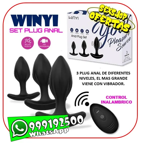 WINYI - SET PLUG ANAL VIBRADOR - SEXSHOP OFERTAS MIRAFLORES