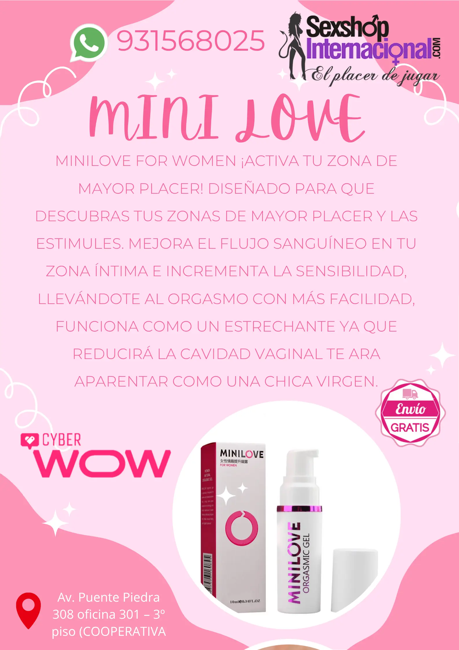 MINILOVE GEL SPRAY MULTI ORGAMICO PLACER A CHORROS FEMENINO 