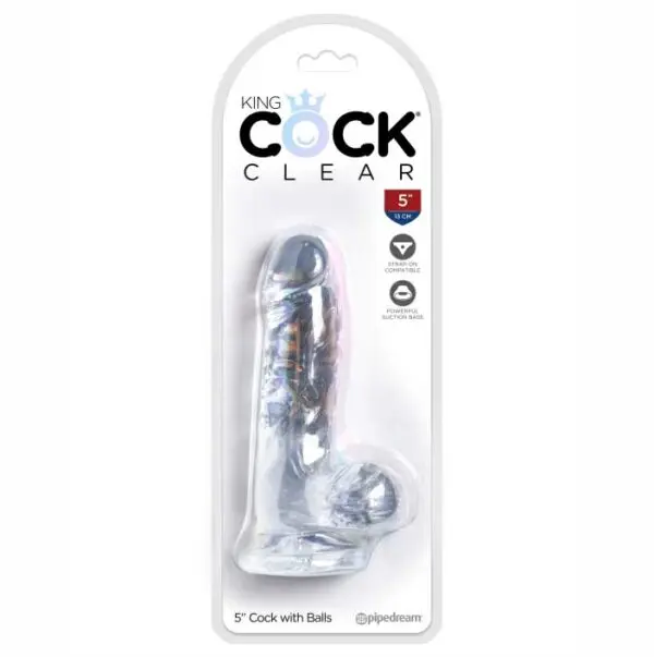 CONSOLADOR KING COCK CLEAR 5 CON TESTICULO 946 856 918