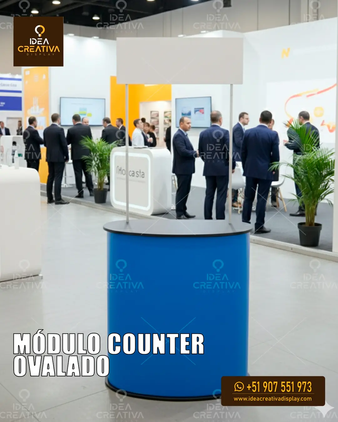 Módulo Counter Ovalado Exhibición Elegante y Curva