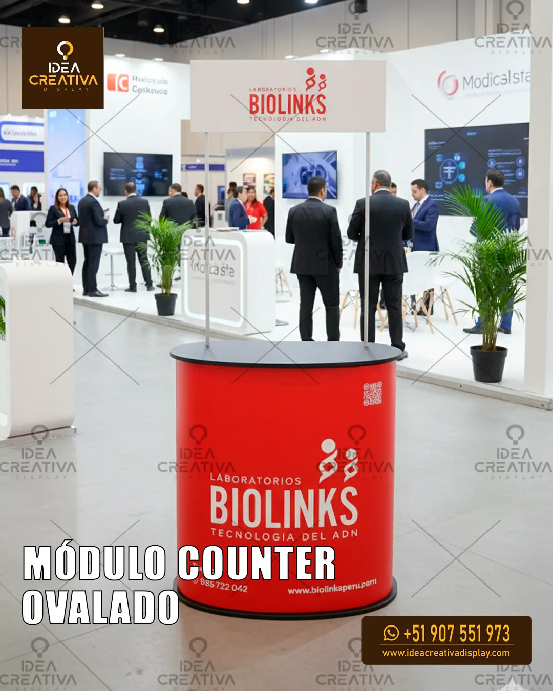 Módulo Counter Ovalado Exhibición Elegante y Curva