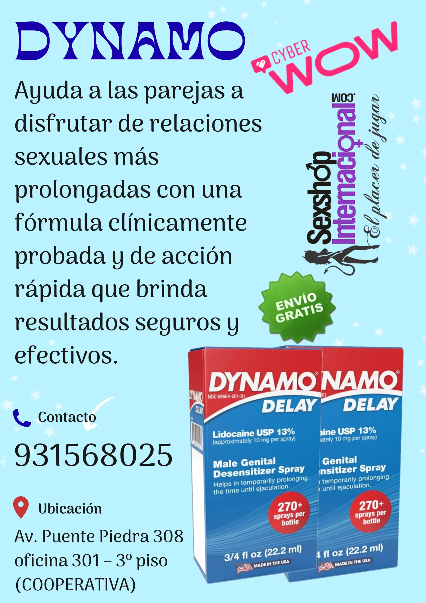 DYNAMO DELAY MAYOR DURACION Y MAS PLACER SEXSHOP PUENTE 