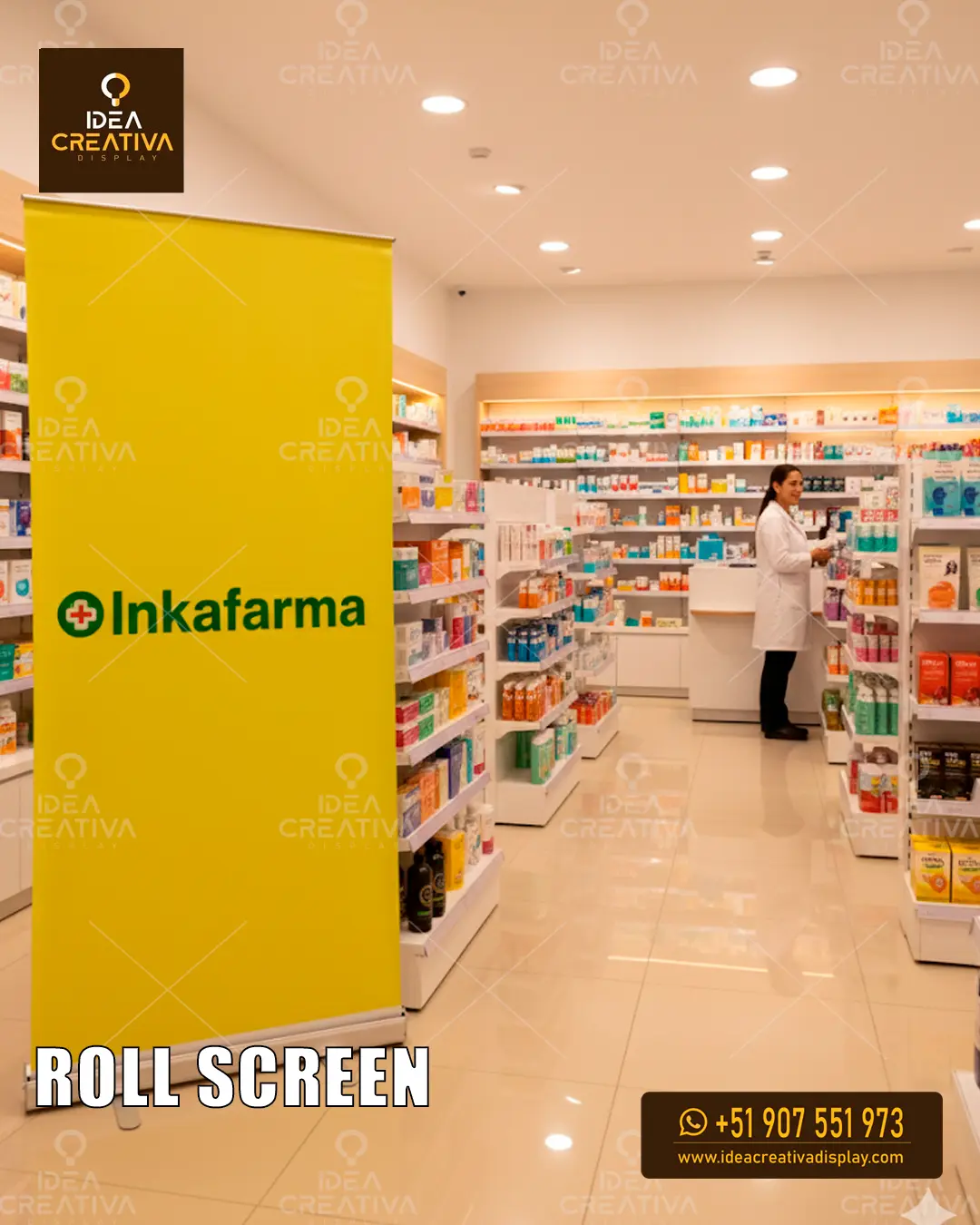 Roll Screen 80x200cm - Estructura de Aluminio