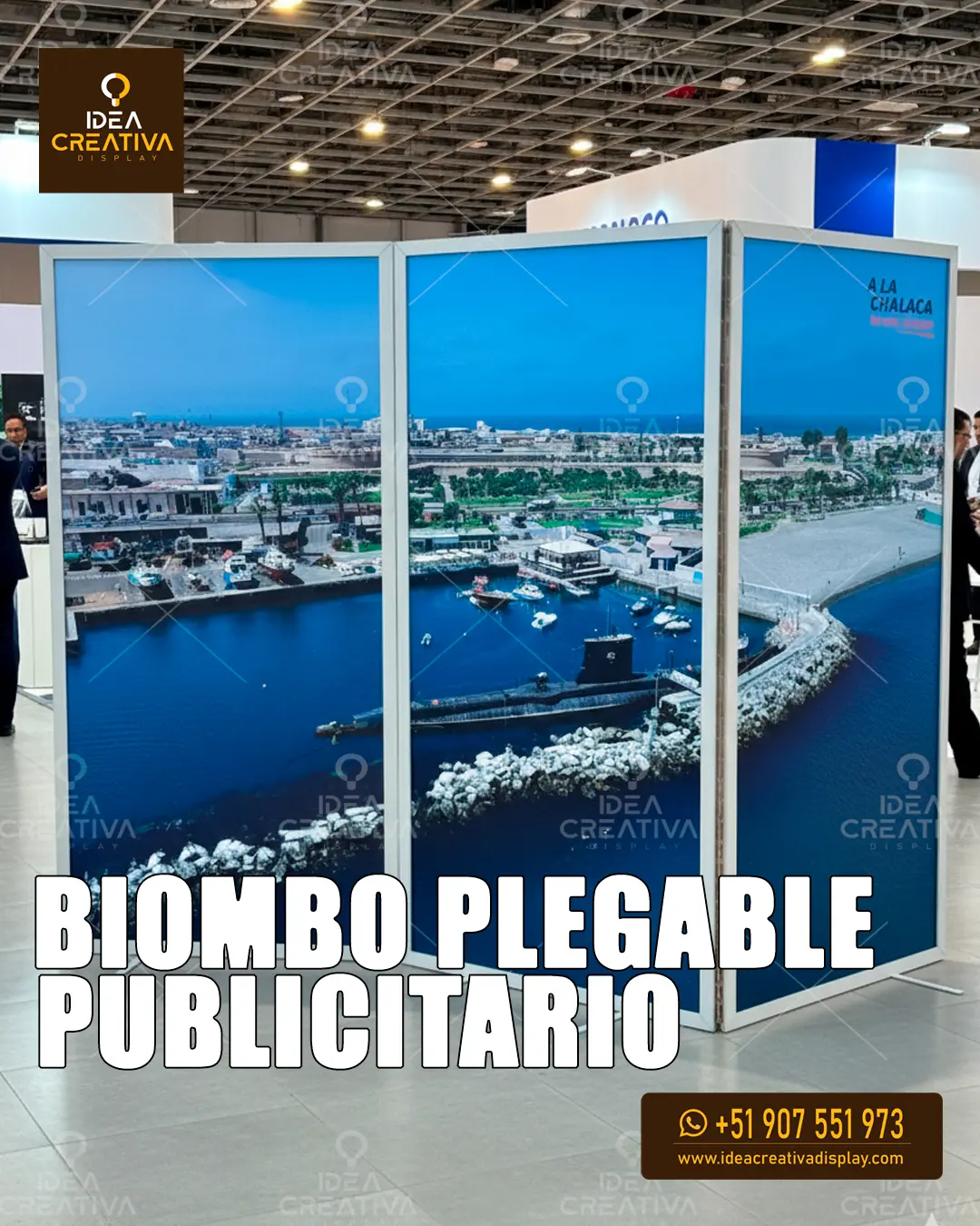 Biombo Plegable Publicitario - Separador de Ambientes Móvil