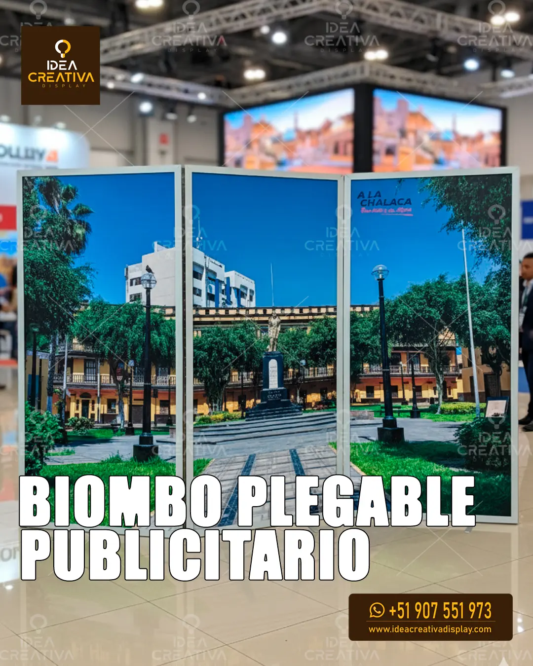 Biombo Plegable Publicitario - Separador de Ambientes Móvil