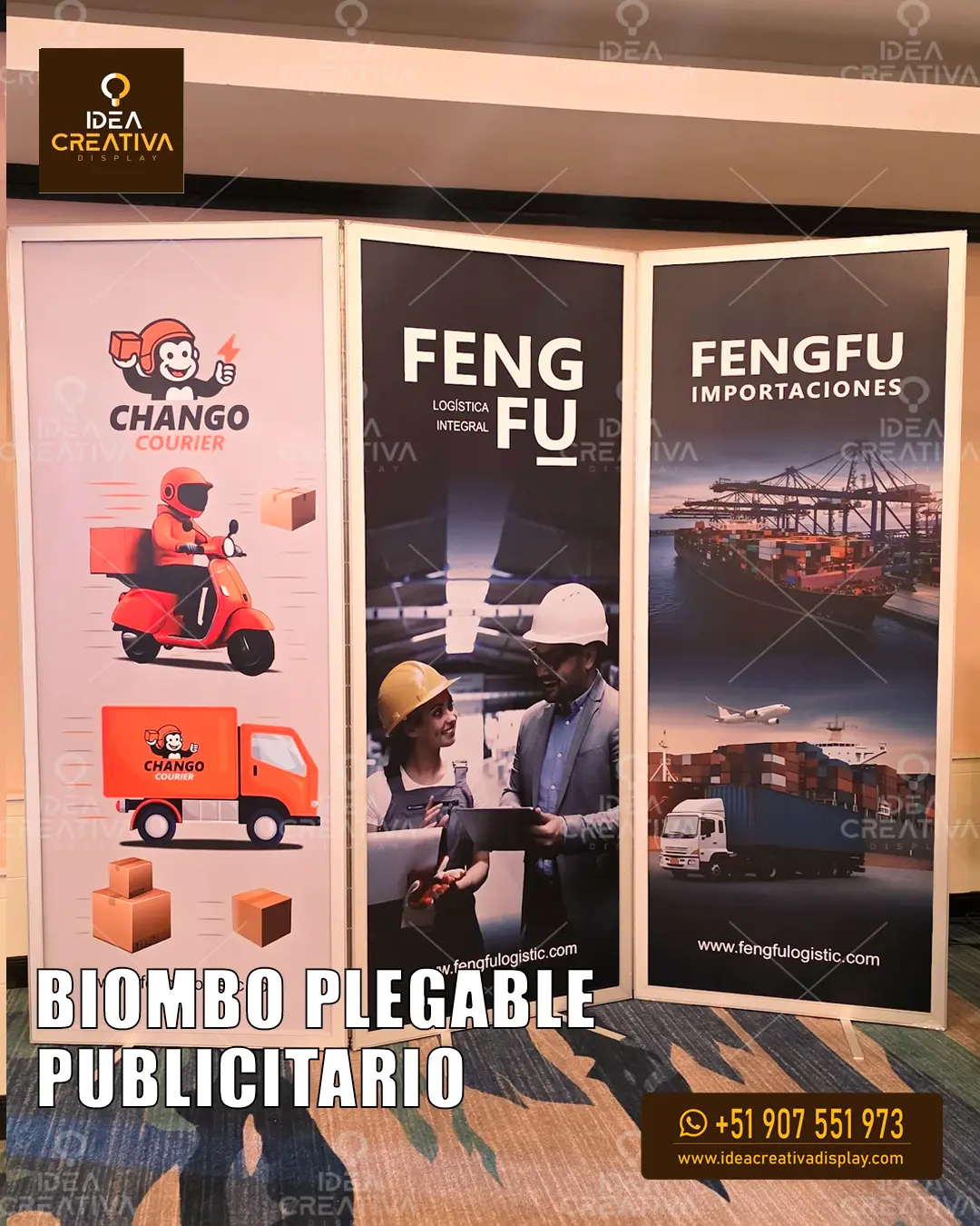 Biombo Plegable Publicitario - Separador de Ambientes Móvil