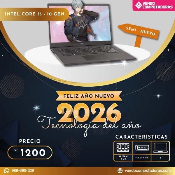  Laptop Core i5-10 Gen ideal para trabajo y estudio