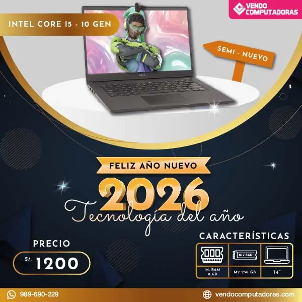  Laptop Core i5-10 Gen ideal para trabajo y estudio