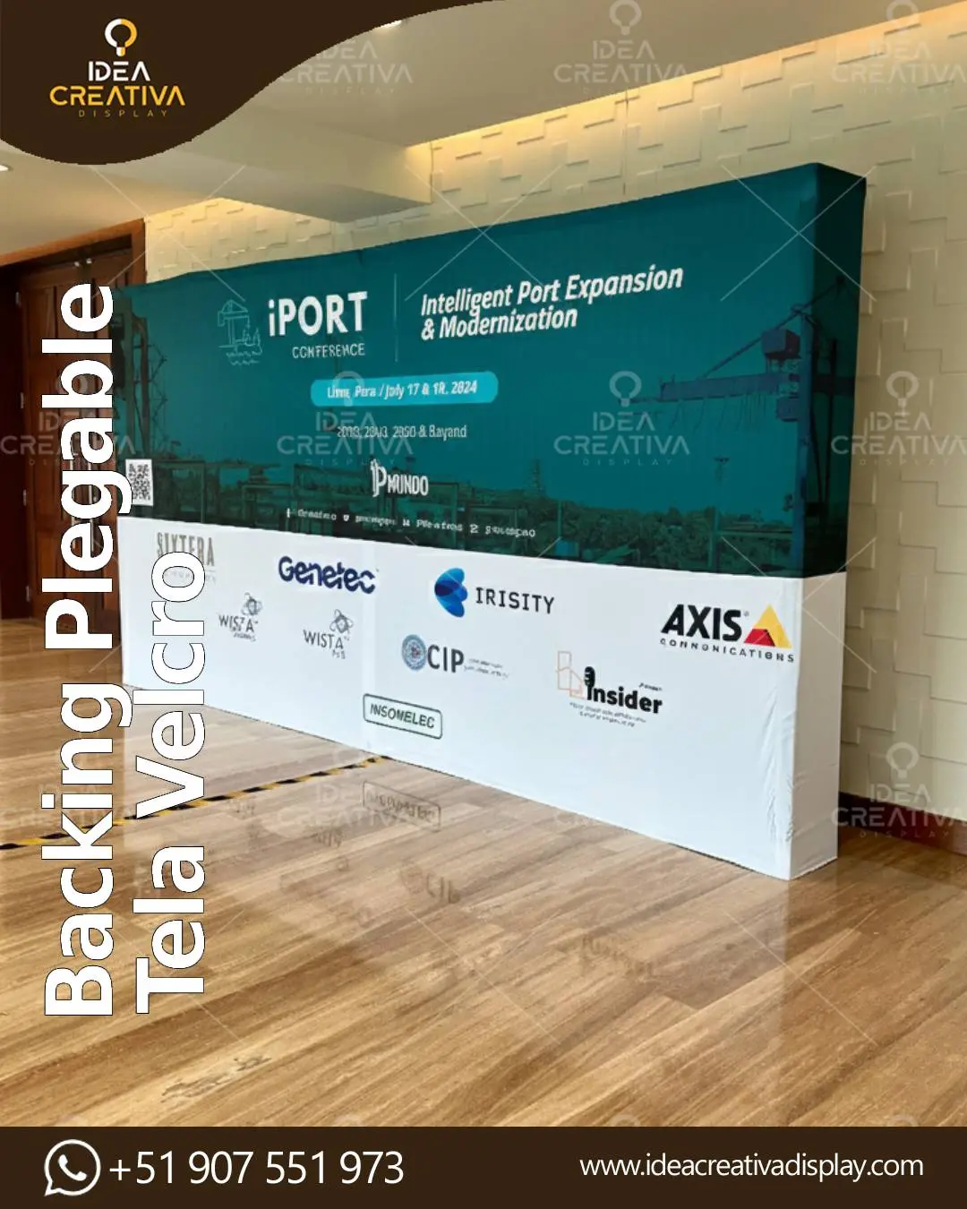 Backing Plegable de Tela Velcro - Armado Express en 30 Seg