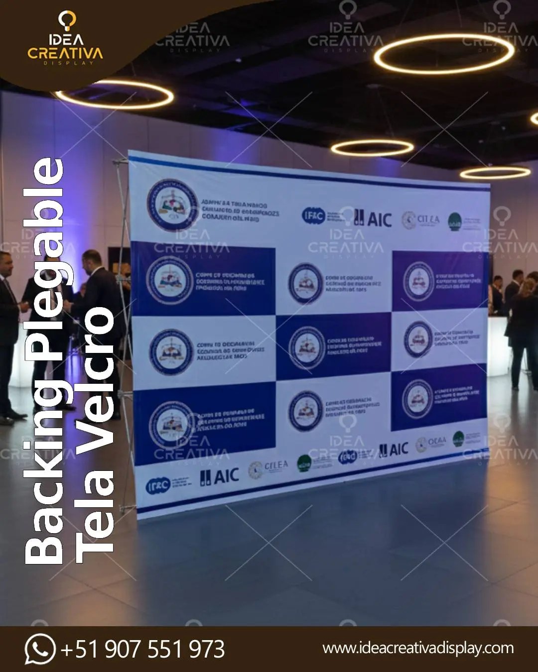 Backing Plegable de Tela Velcro - Armado Express en 30 Seg