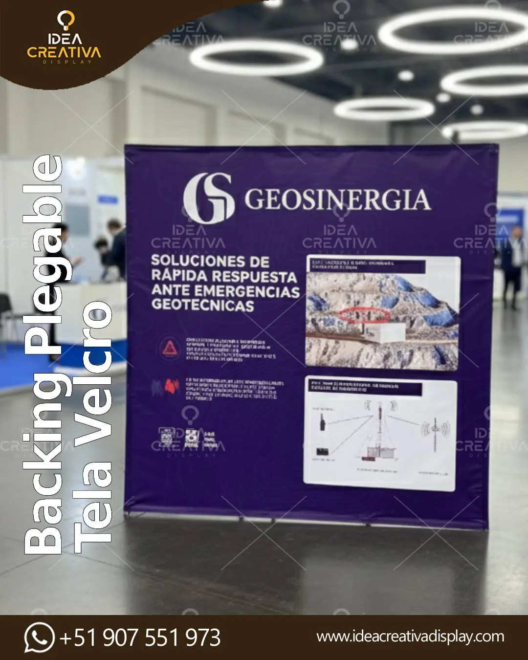 Backing Plegable de Tela Velcro - Armado Express en 30 Seg