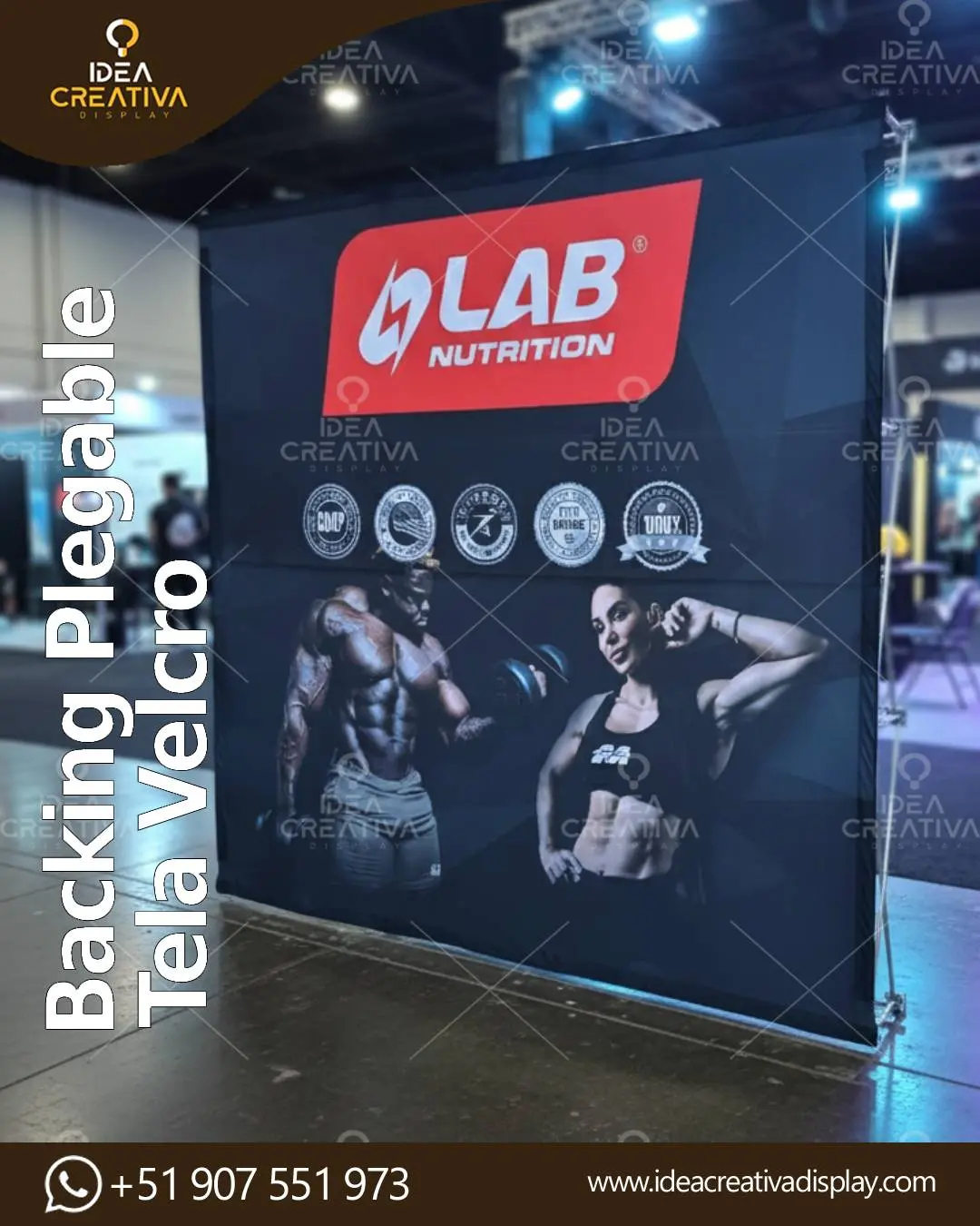 Backing Plegable de Tela Velcro - Armado Express en 30 Seg