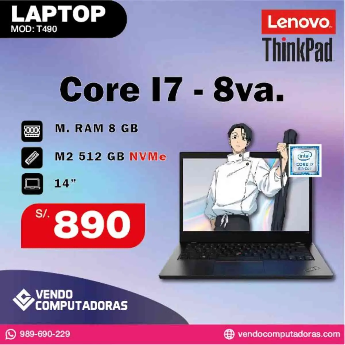 Laptop Lenovo ThinkPad Core i7 8va. Generacion