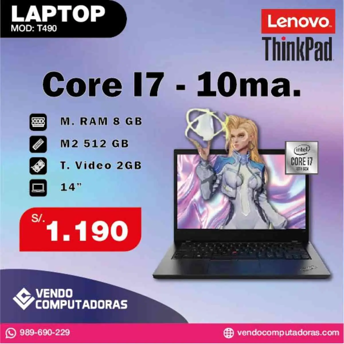 Laptop Lenovo ThinkPad Core i7 10ma. Generacion