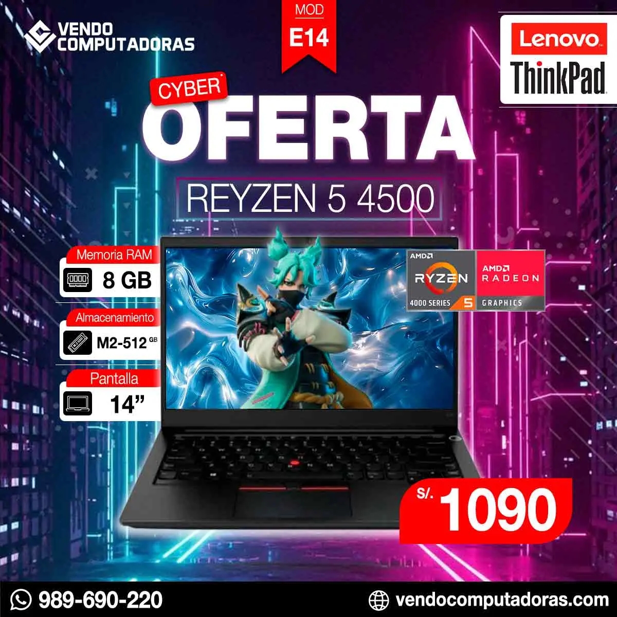 Laptop Lenovo ThinkPad Reyzen 5 4500