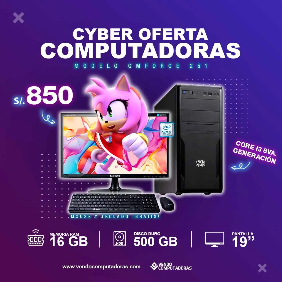 Computadora Intel Core i3 8va. Generacion