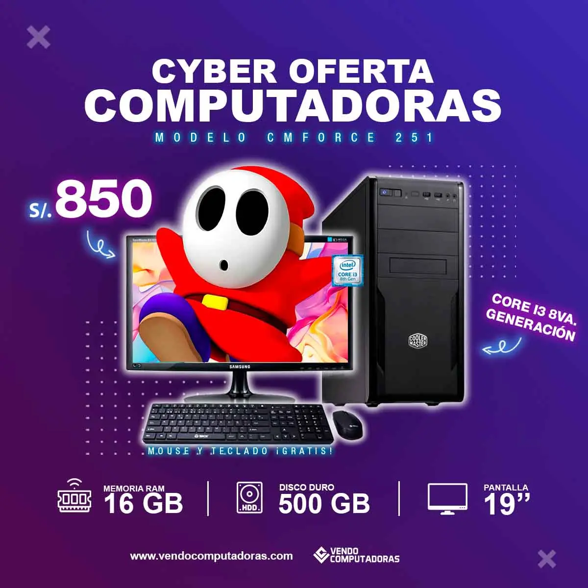 Computadora Intel Core i3 8va. Generacion