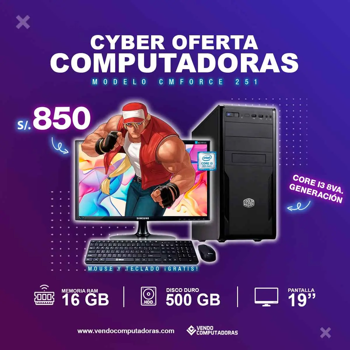 Computadora Intel Core i3 8va. Generacion