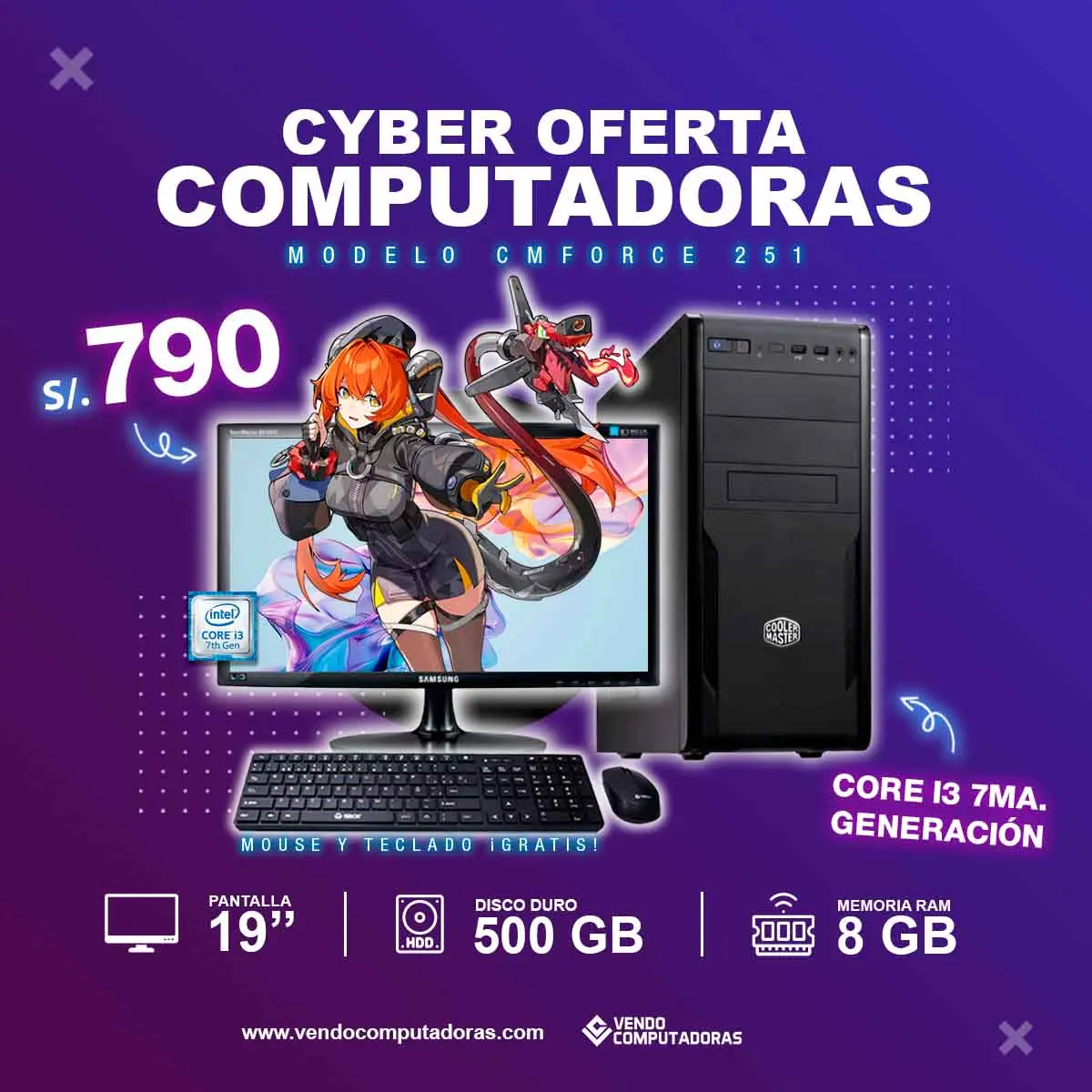 Computadora Intel Core i3 7ma. Generacion