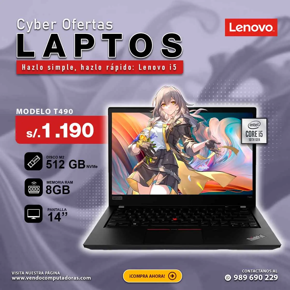 Laptop Intel Core i5 10ma. Generacion