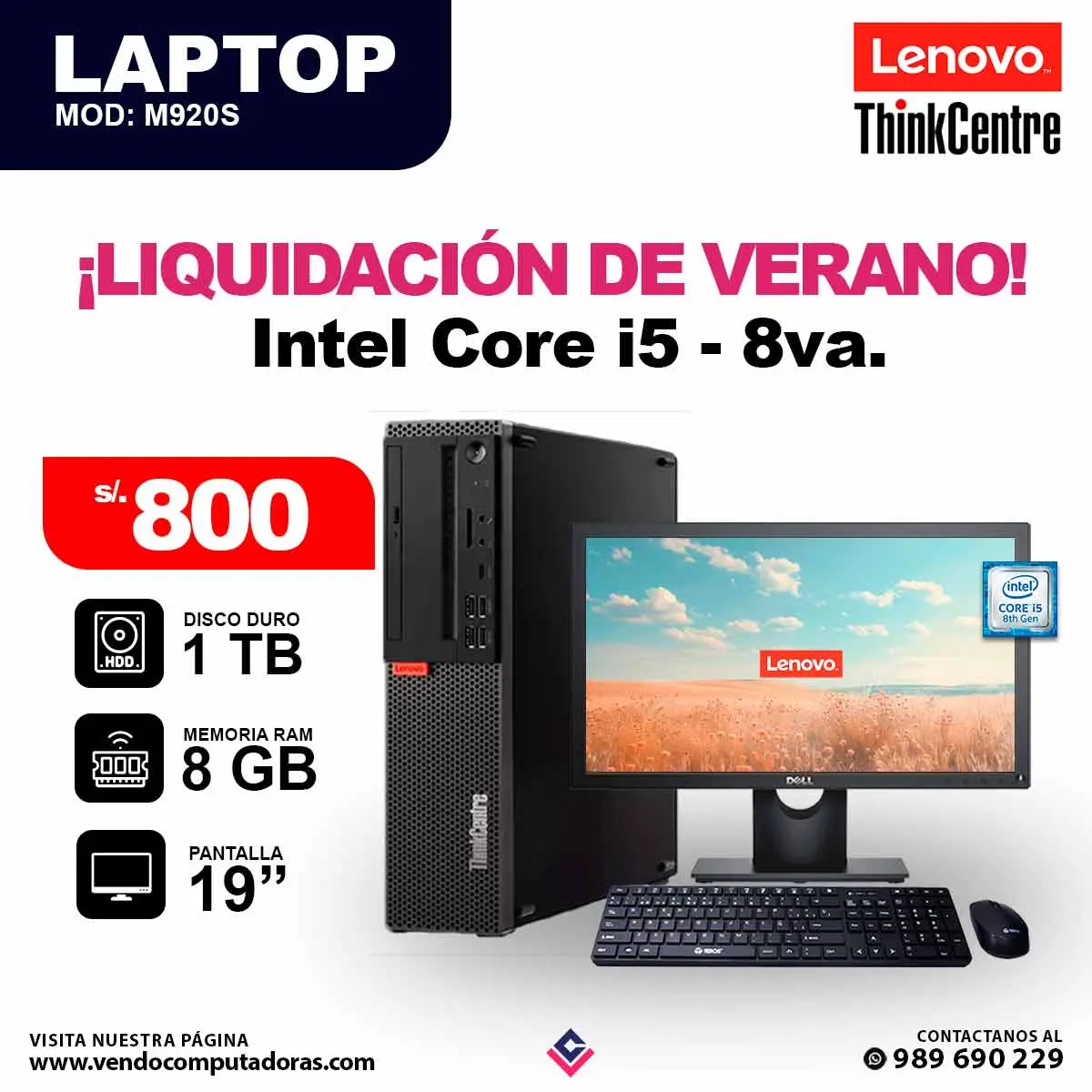 Computadora Lenovo ThinkCentre Core i5 - 8va. Generacion