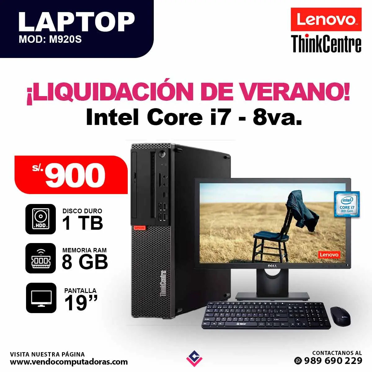Computadora Lenovo ThinkCentre Core i7 - 8va. Generacion