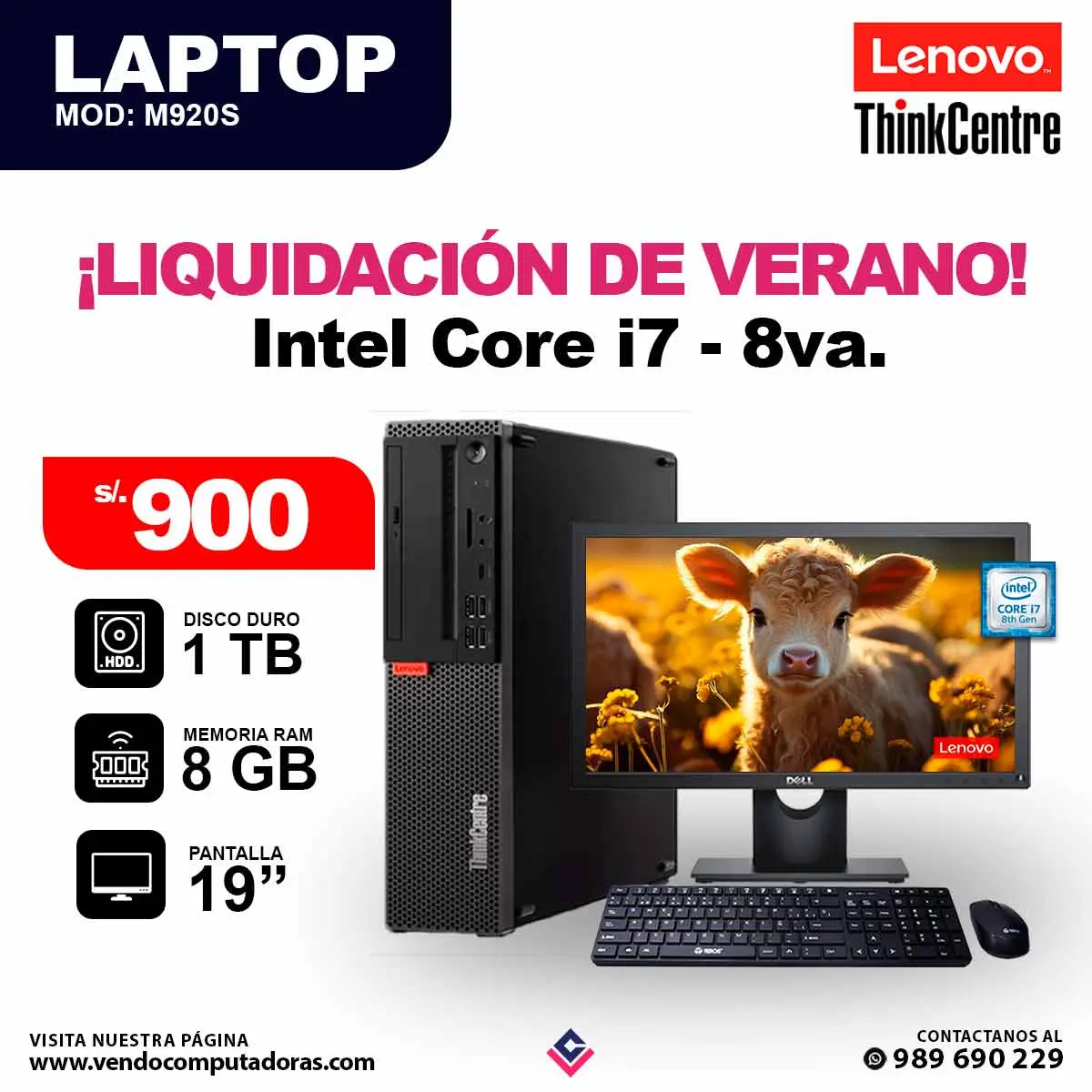 Computadora Lenovo ThinkCentre Core i7 - 8va. Generacion