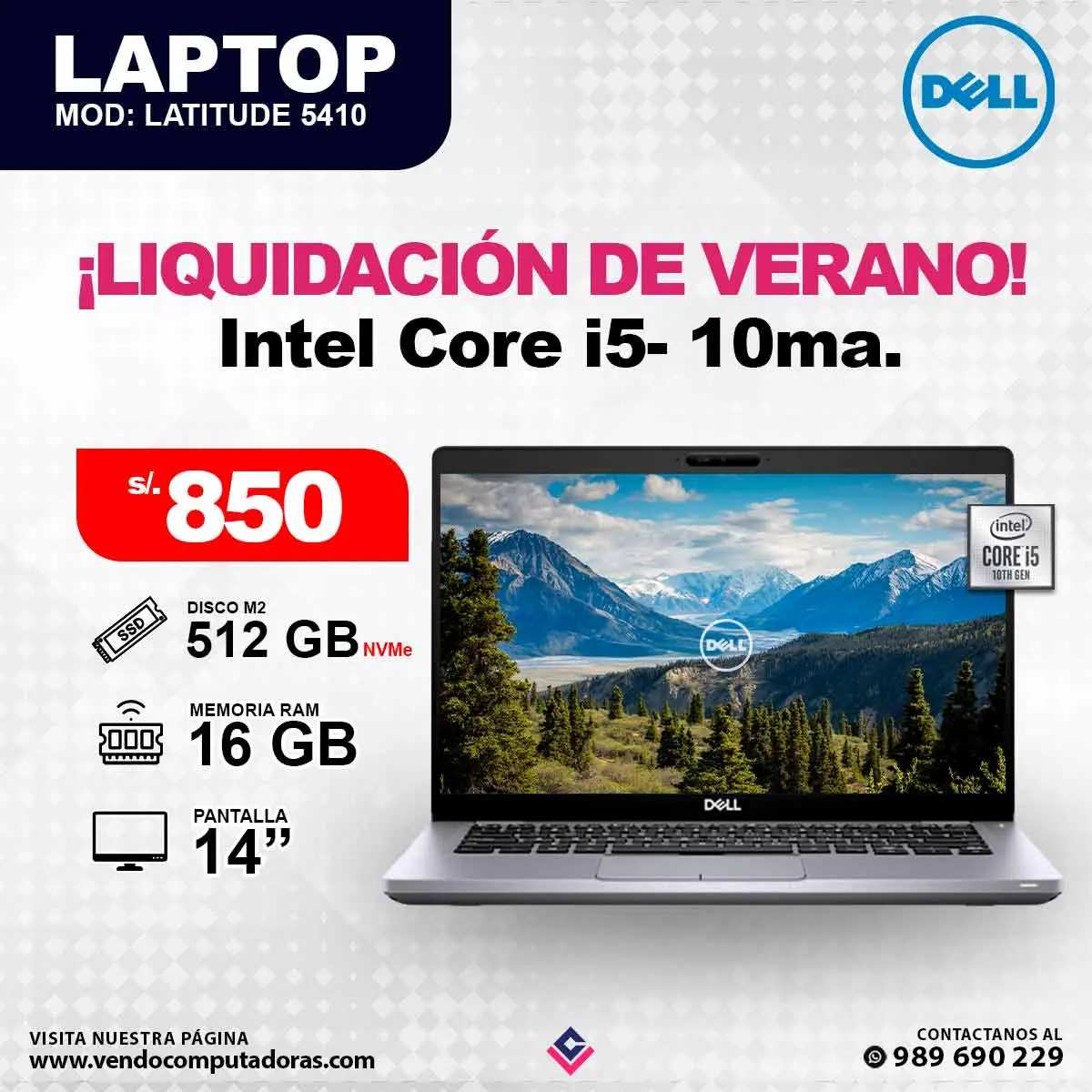 Laptop DELL Intel Core i5 - 10ma. Generacion