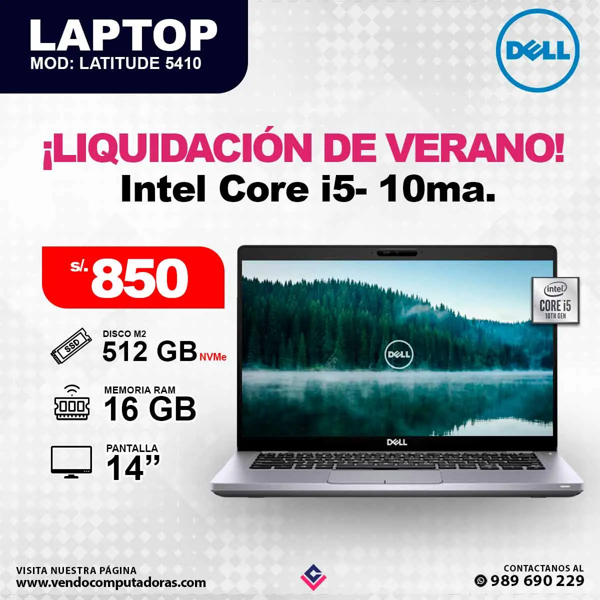 Laptop DELL Intel Core i5 - 10ma. Generacion