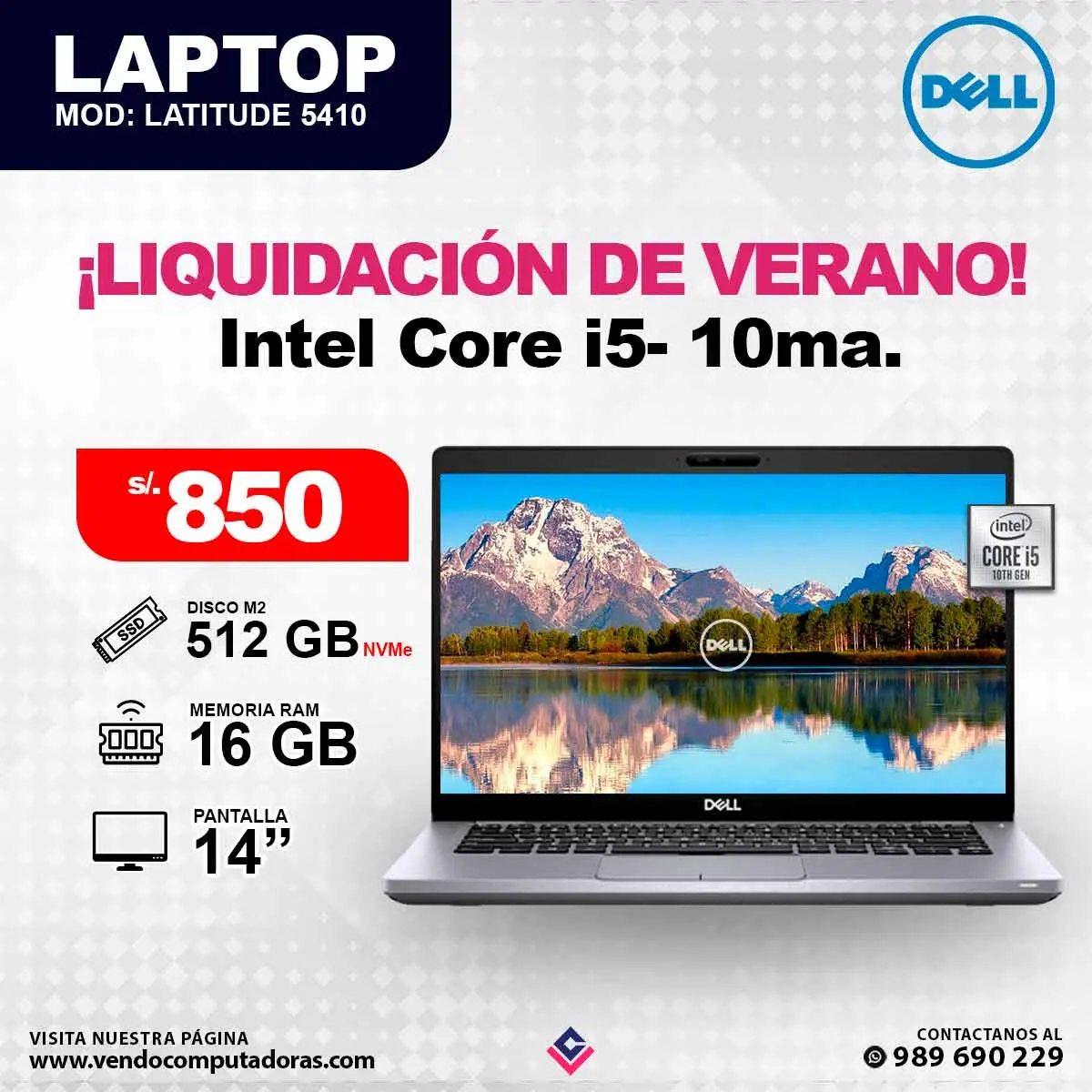 Laptop DELL Intel Core i5 - 10ma. Generacion