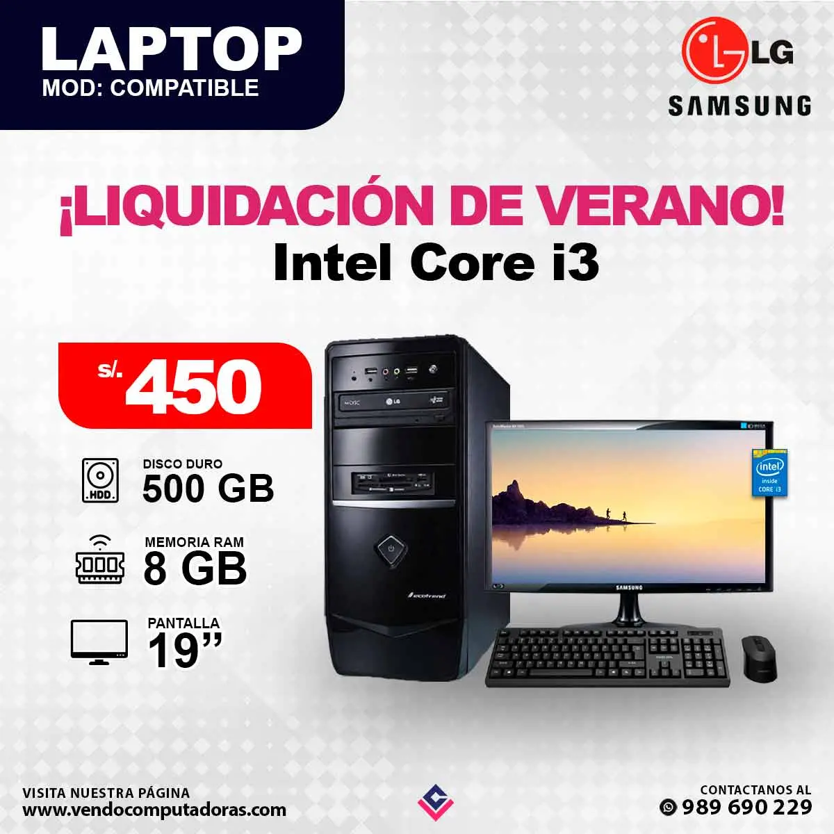 Computadora SAMSUNG LG Intel Core i3