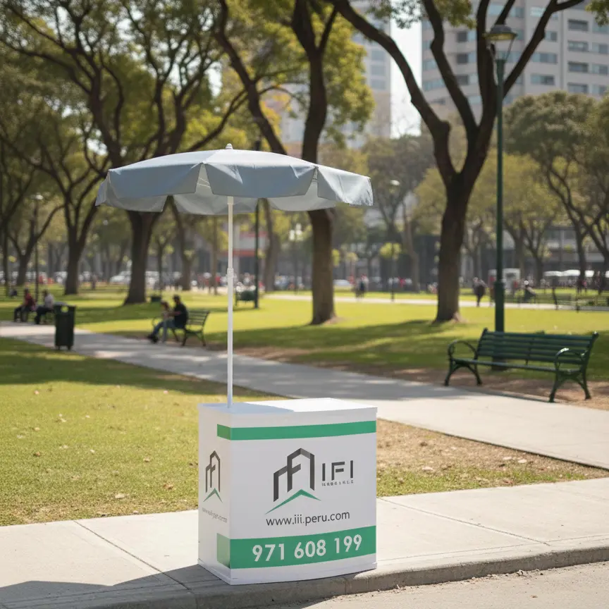 MODULO PVC CON SOMBRILLA PUBLICITARIO PERÚ