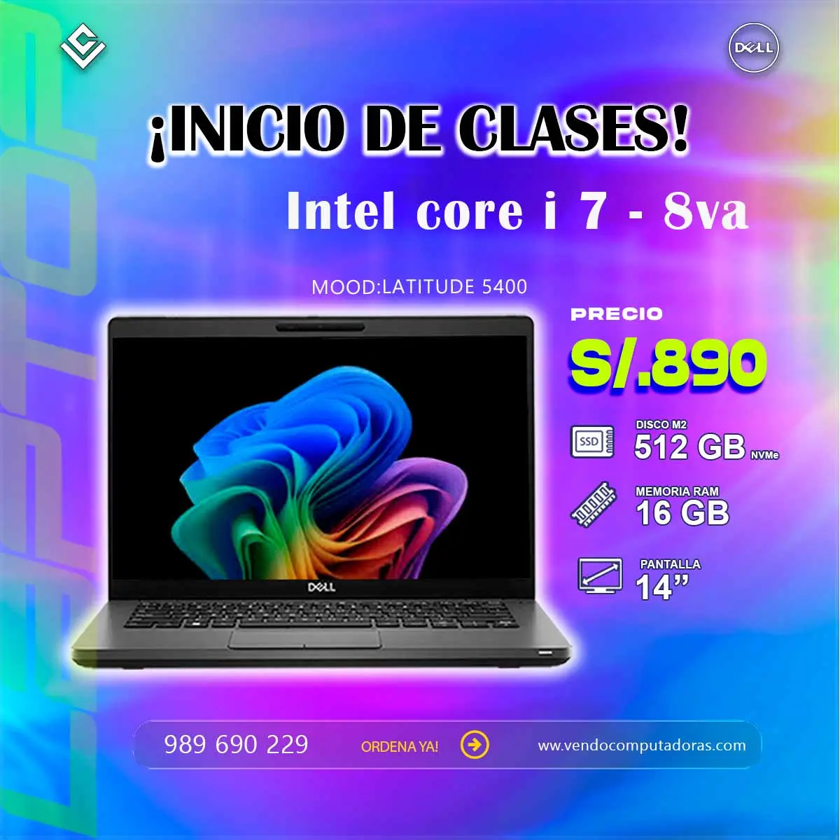 Laptop DELL Intel Core i7 - 8va