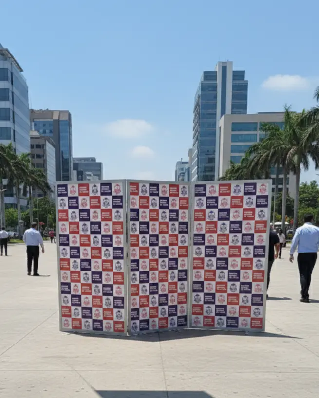 Biombo plegable publicitario para eventos y promociones