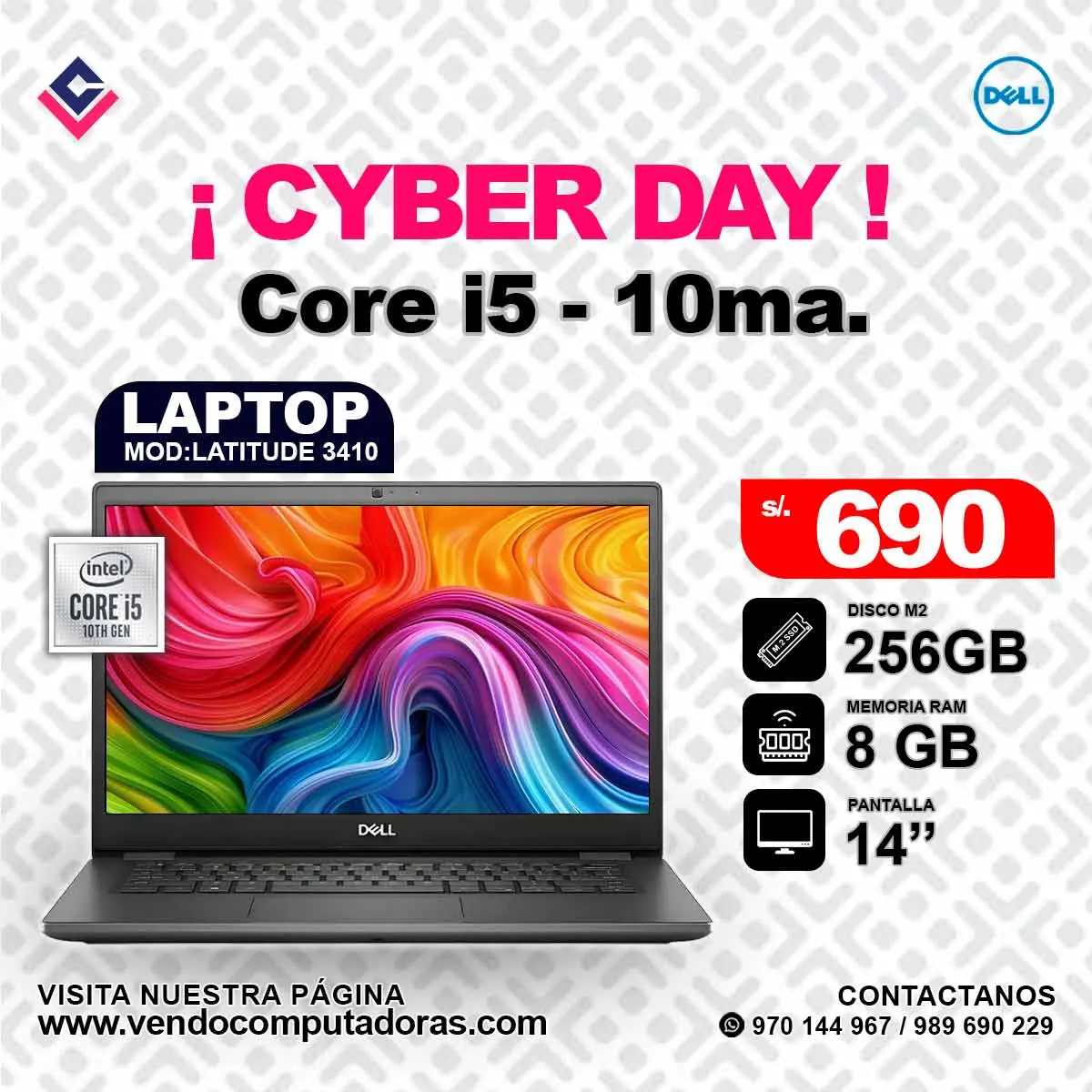 Laptop DELL Intel Core i5 - 10ma. latitude3410