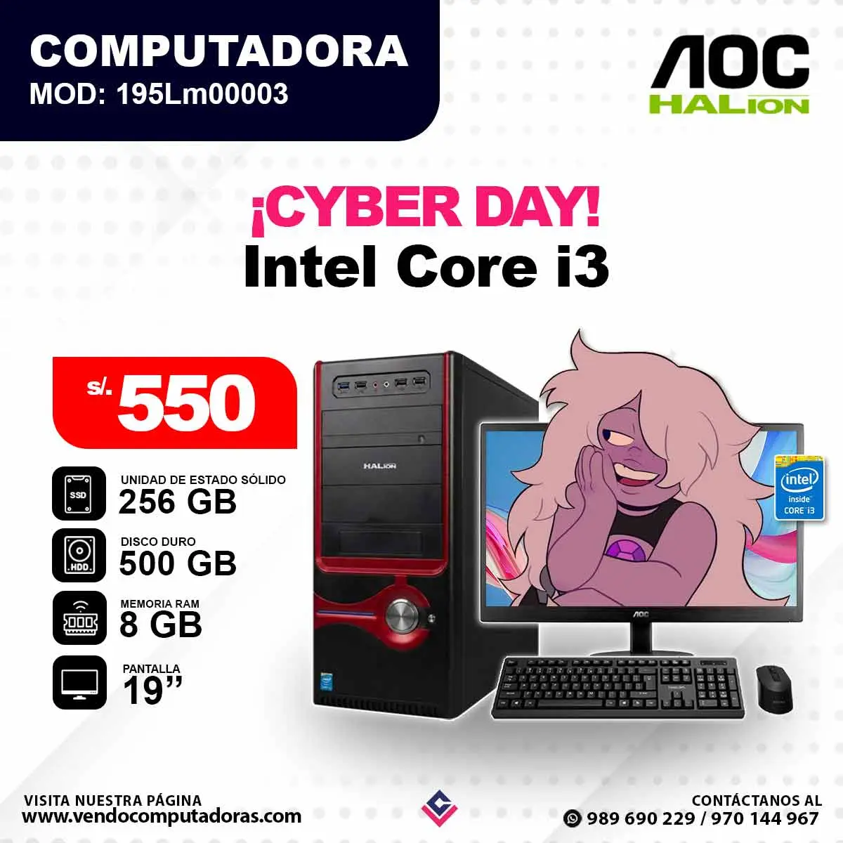 Computadora AOC HALION Intel Core i3