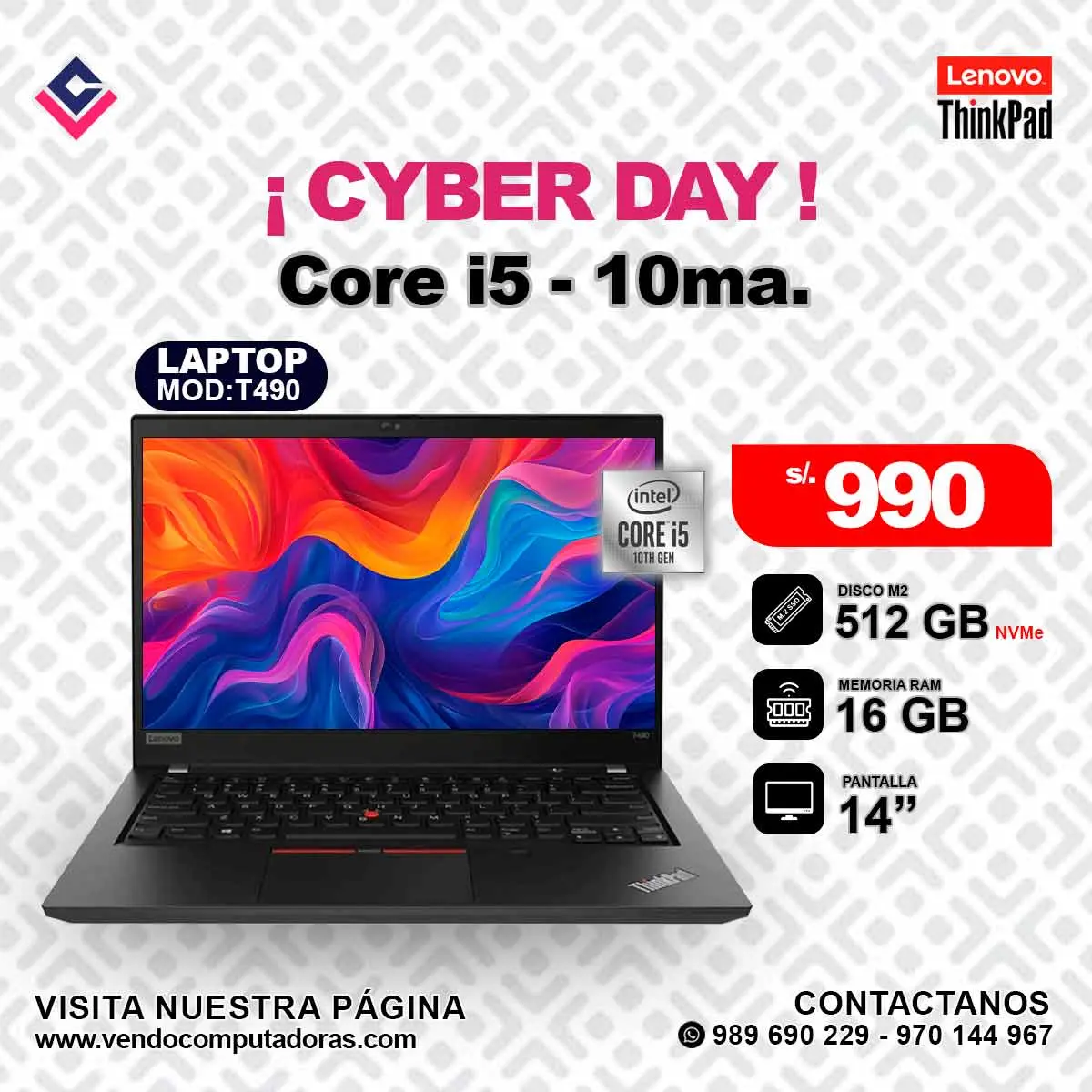 Laptop Lenovo Thinkpad Intel Core i5 - 10ma.