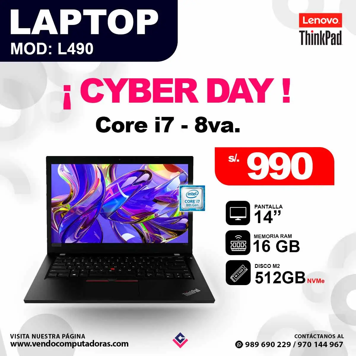laptop Intel Core i7- 8va 