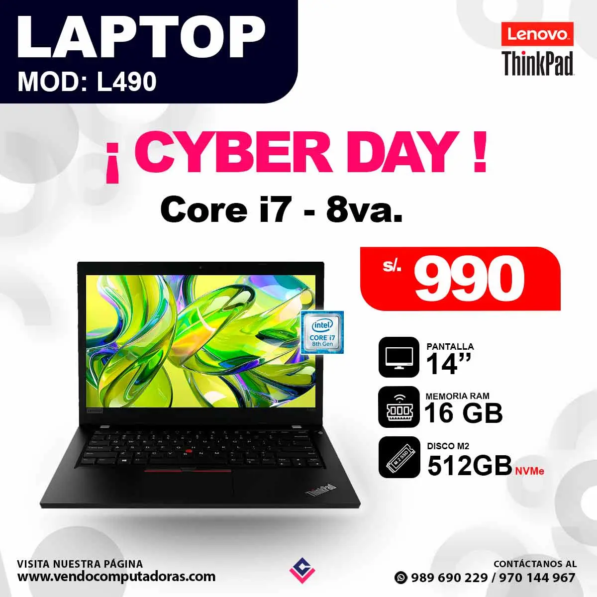 laptop Intel Core i7- 8va 