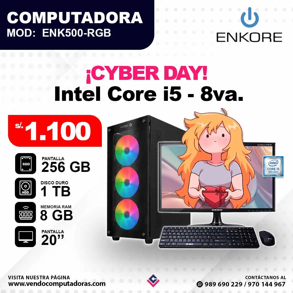 Computadora ENKORE Intel Core i5 - 8va. Generacion