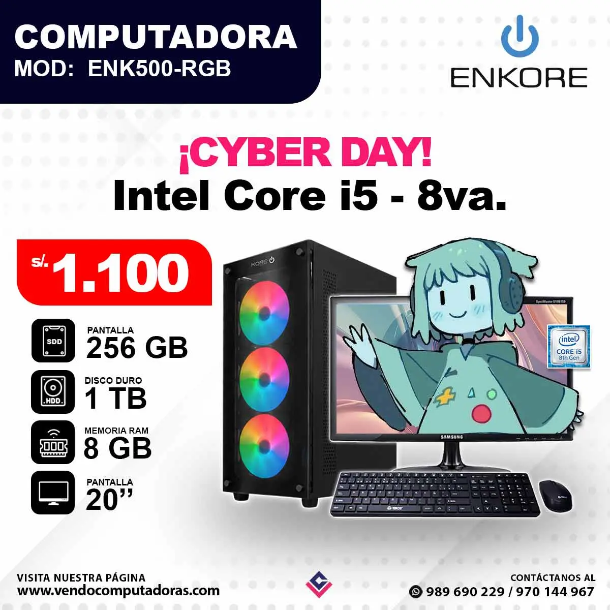 Computadora ENKORE Intel Core i5 - 8va. Generacion