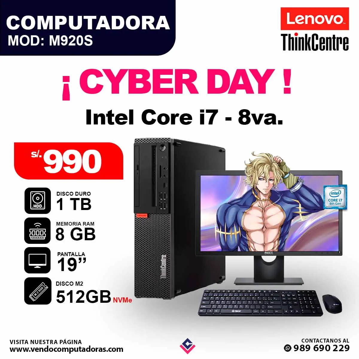 PC LENOVO THINKCENTRE Core i7 - 8va