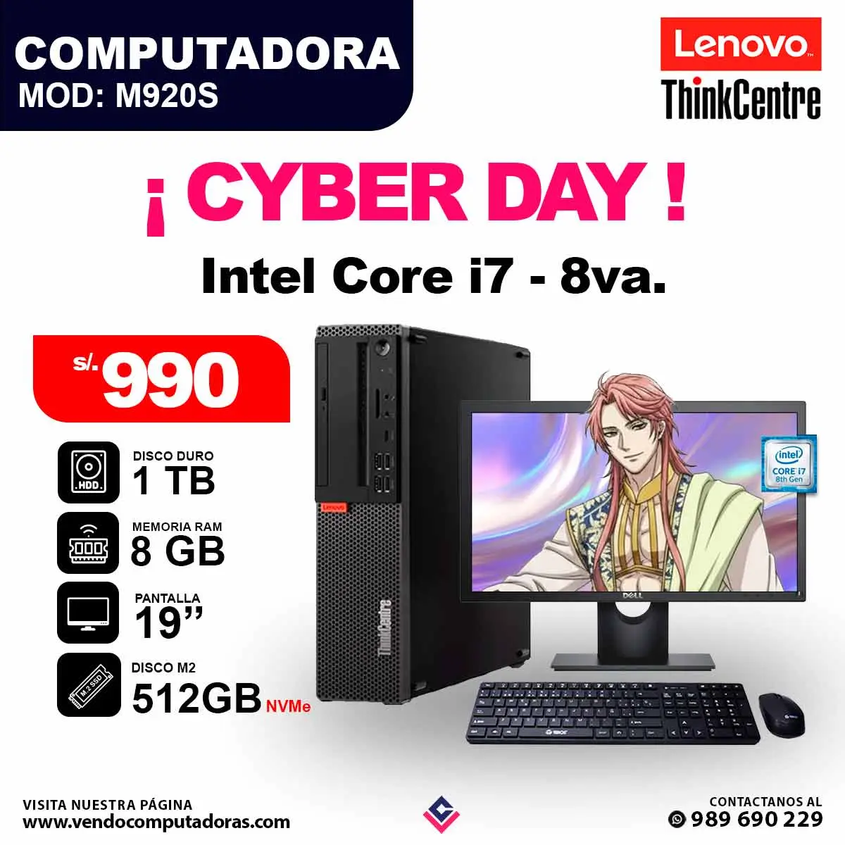PC LENOVO THINKCENTRE Core i7 - 8va