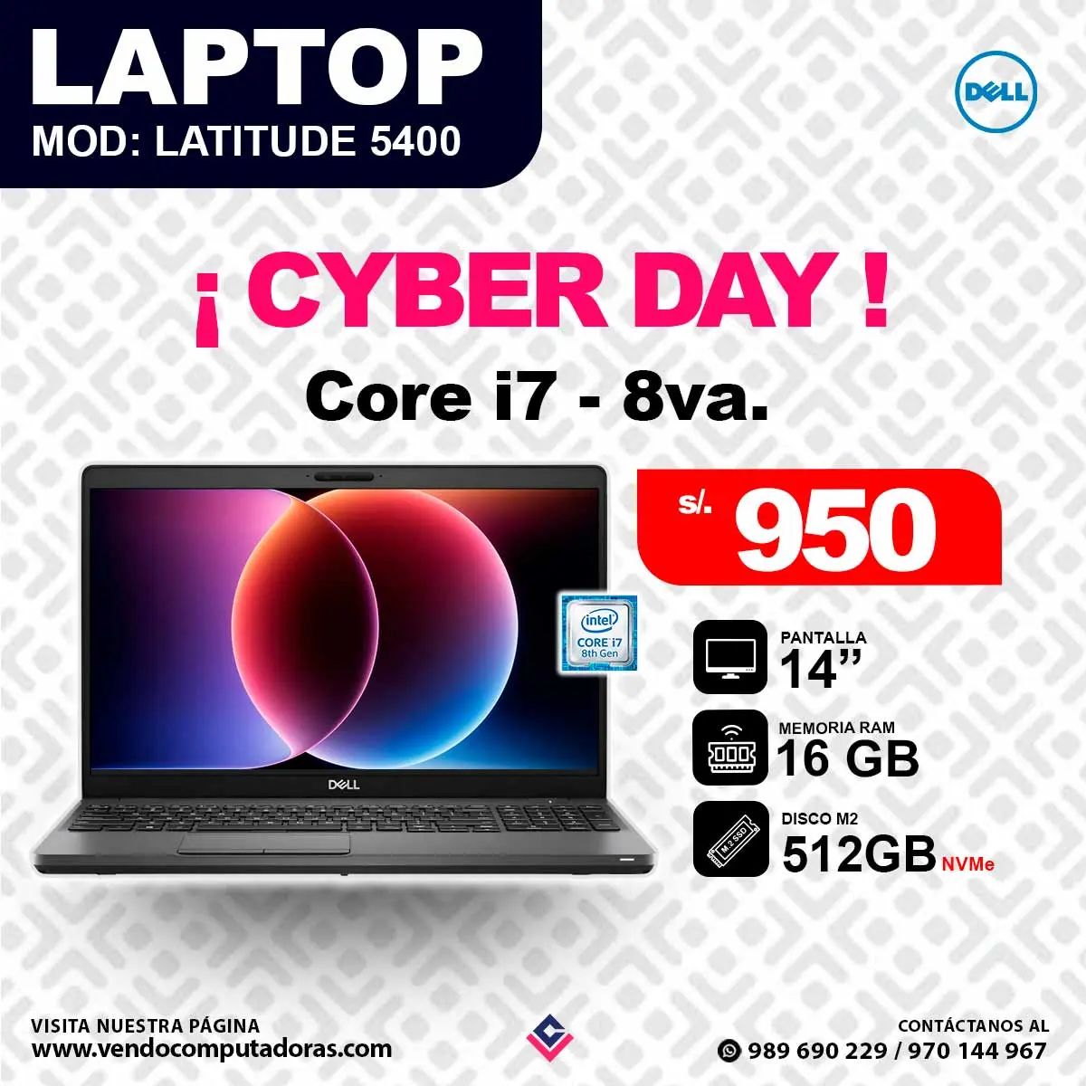 Laptop DELL Intel Core i7 - 8va Latitude 5400