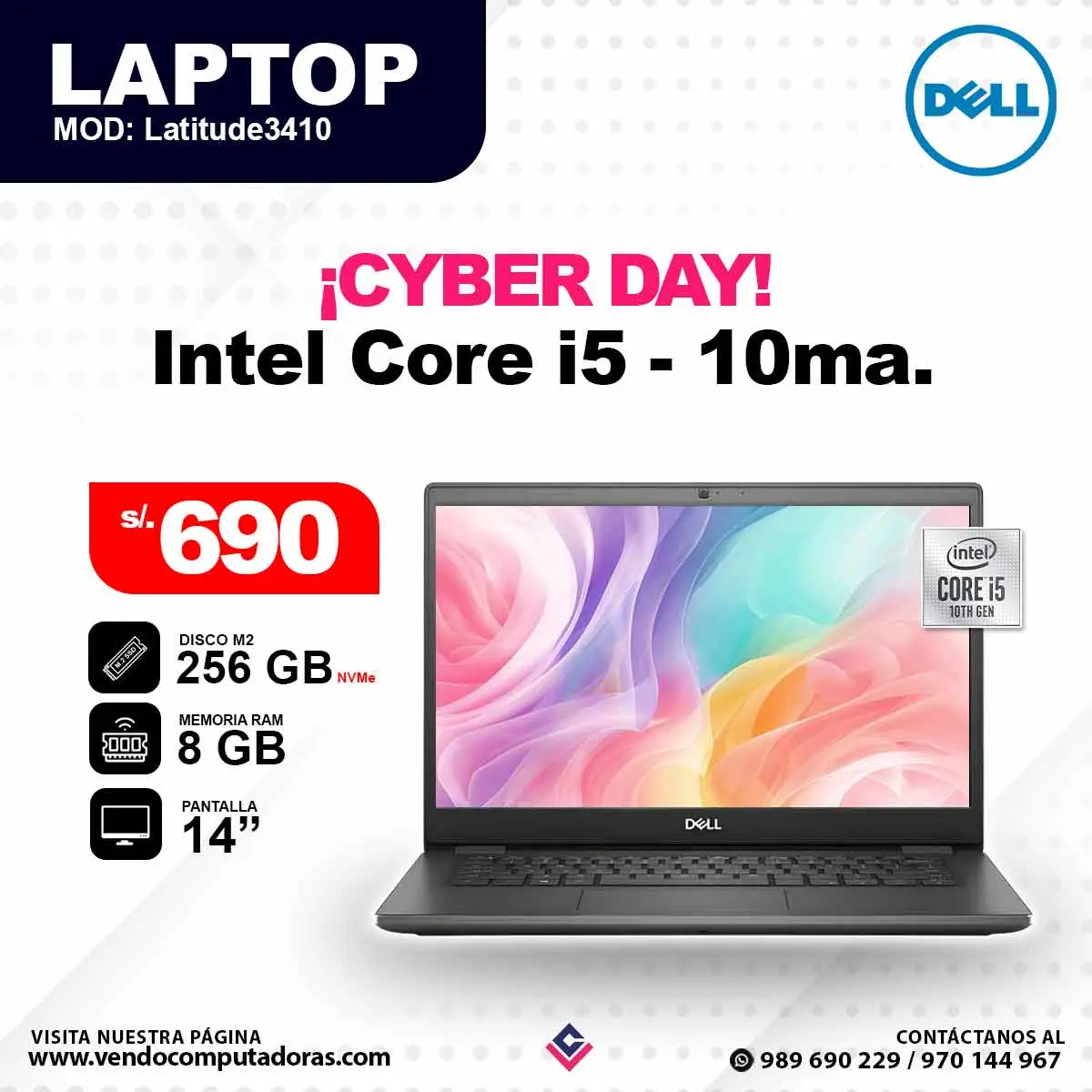 Laptop DELL Intel Core i5 - 10ma. 3410
