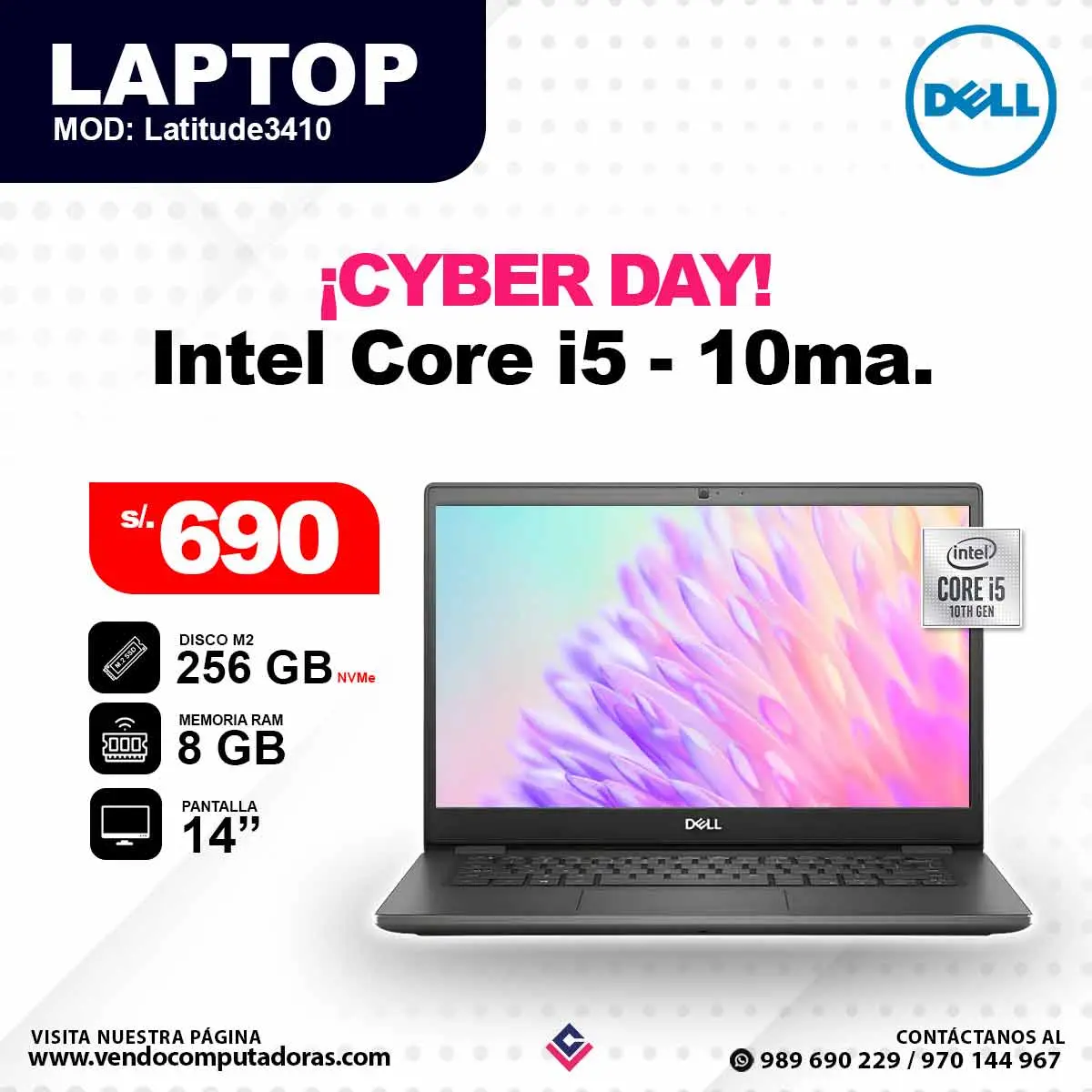 Laptop DELL Intel Core i5 - 10ma. 3410