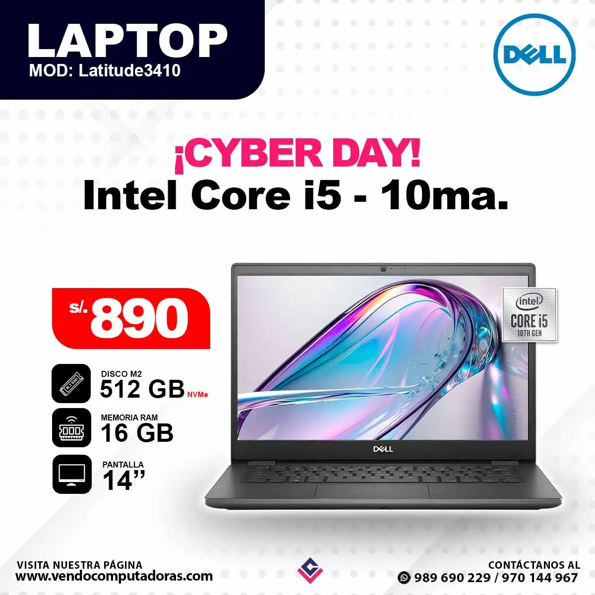 Laptop DELL Core i5 - 10ma. / Latitude3410